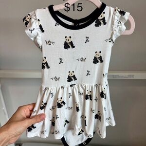 Kyte BABY Panda Print Bodysuit - Twirl dress